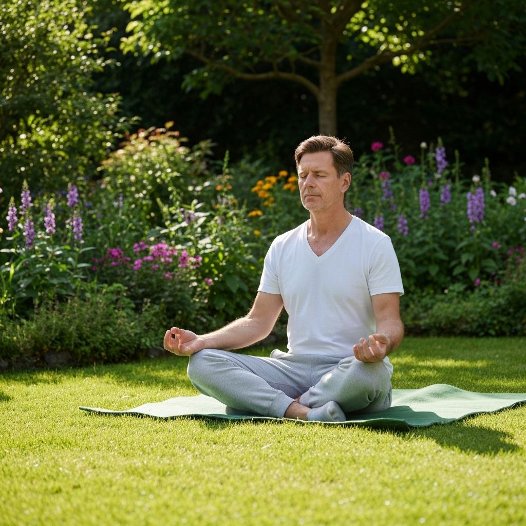 Man meditating in natural environment